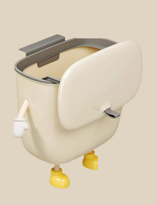 Smiley Face Wall-Mounted Trash Bin – 9L / 12L | Space-Saving Kitchen Garbage Can with Lid