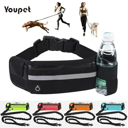 Hands Free Dog Leash -  Waist Running Lead with Storage Pouch