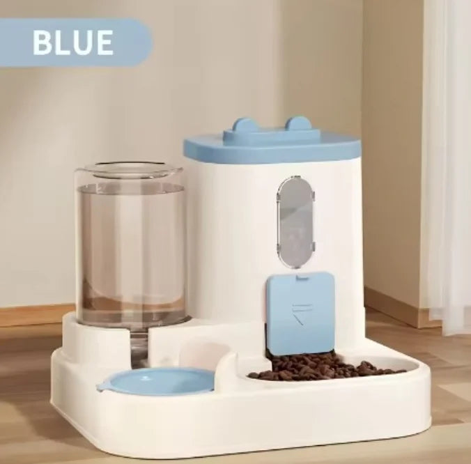 Cat Food and Water Dispenser - 2-in-1 Automatic Gravity Feeder