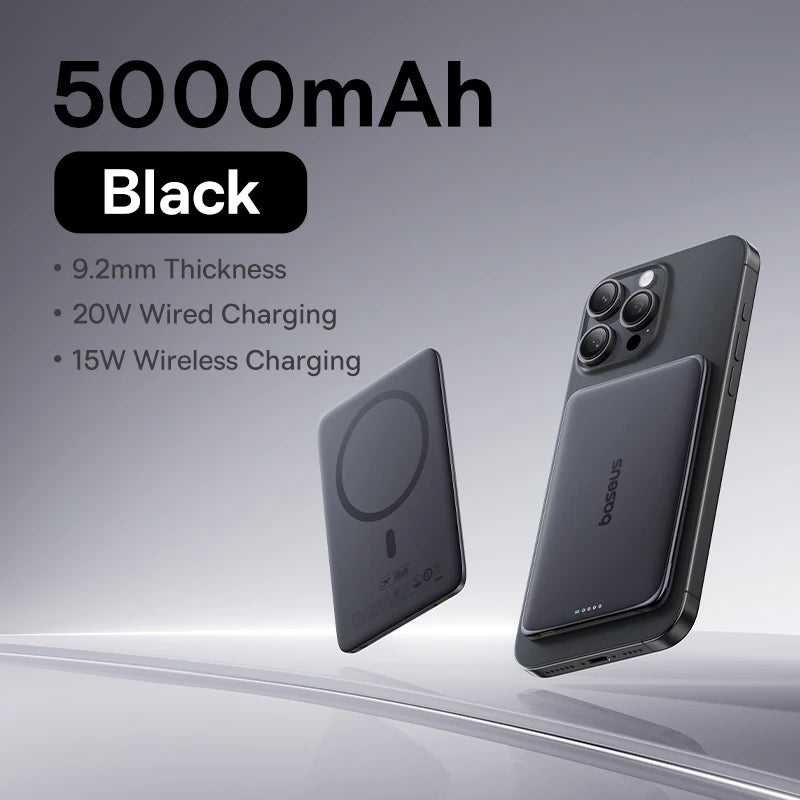 Baseus PicoGo Ultra‑Slim 5000mAh Magnetic Power Bank – Wireless & Wired Fast Charger (15W/20W)