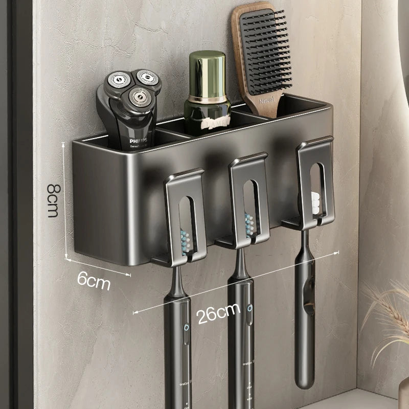 Wall Mounted Toothbrush Holder with Cup Storage