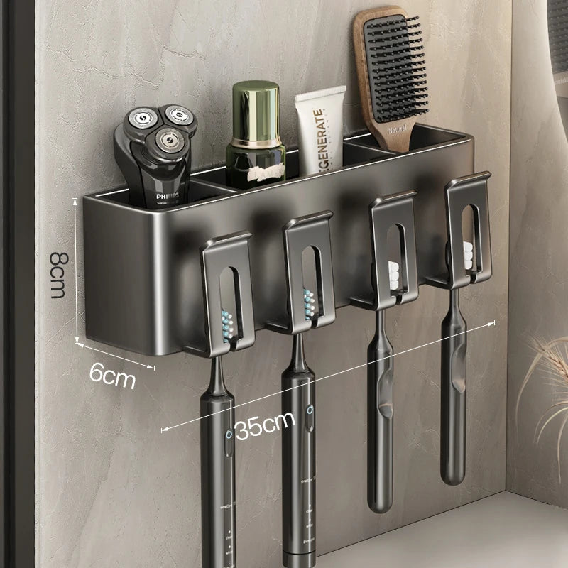 Wall Mounted Toothbrush Holder with Cup Storage