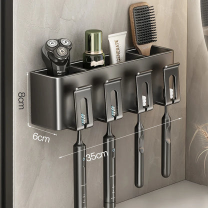 Wall Mounted Toothbrush Holder with Cup Storage